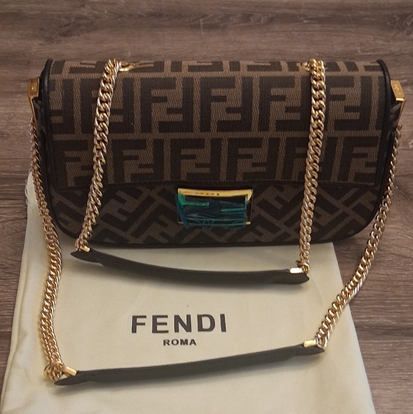 Fendi Brown and Black Shoulder Bag with Monogram Pattern - Picture 1 of 5